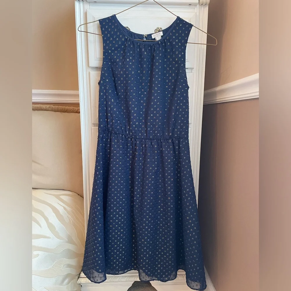 J. Crew Navy Dress with Metallic Details - Picture 1 of 6